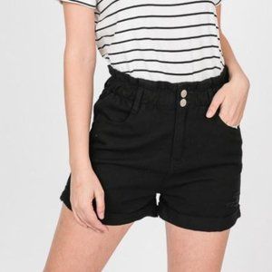 NEW Paperbag High Waisted Black Denim Shorts